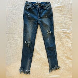 Free People Distressed Ankle Jeans in Blue
